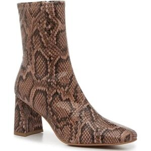 Steve Madden Brown Snakeskin Embossed Vegan Leather Ankle Booties NWOB-Size 8.5